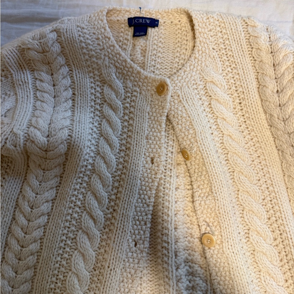 J. Crew Cream Cable Knit Cardigan